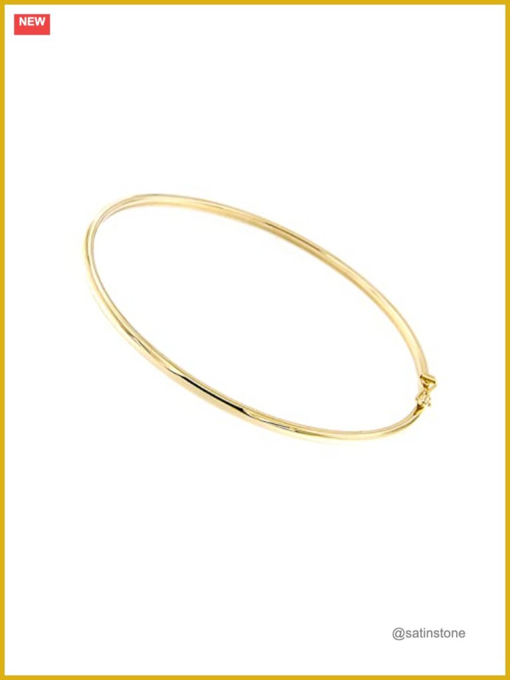 14k Solid Gold Bangle Bracelet 7 Inch Double Safety Clasp Italian Gold